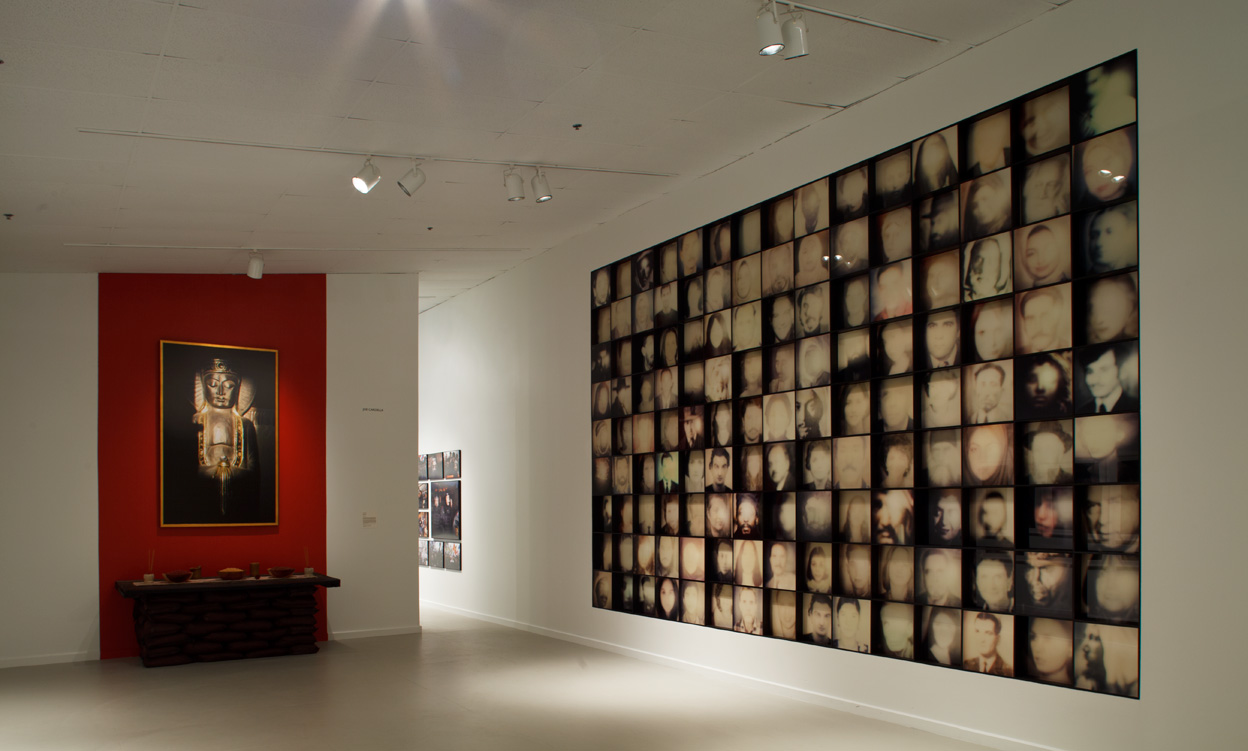 Installation view Station Museum of Contemporary Art: Charif Benhelima, "Semites: A Wall Under Construction", 2005 - 2011, 135 Ilfochrome prints on Diasec, from Polaroid 600, Each print 41” x 41”