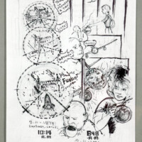 Mel Chin - Do Not Ask Me, "911-911" ORIGINAL COMIC BOOK DRAWINGS by Ignacio Moreless aka Mel Chin - Comic book story of two young lovers whose fate is crossed by generational and political betrayal. Ink on paper, 2002