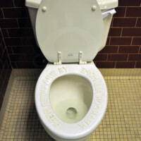 Eric Avery, "Print Back", 2009, sandblasted toilet seat