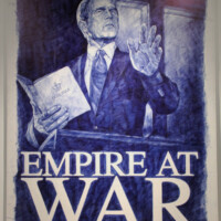 Andrei Molodkin, "EMPIRE AT WAR", 2006, blue ballpoint pens on canvas