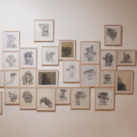 FAISEL LAIBI SAHI, (from the series), "The Face", 1989 – 1999, ink and graphite on paper, 40 drawings, dimensions vary