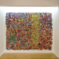 Gibby Haynes, "BURNING POPPIES", 2006, approx. 150 cereal boxes, 8’ x 10’