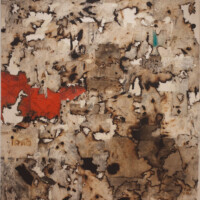 HANAA MAL-ALLAH, "Map of Iraq", 2008, oil on layers of burnt canvas, 78.75” x 76”