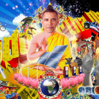 Kenneth Tin-Kin Hung, "In G.O.D. We Trust: Siddhartha Obama", 2009, Digital prints