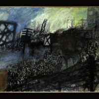 Leon Chavez Teixeiro, "Xalostoc", 1985, mixed media on canvas, 76 3/8 x 100 in