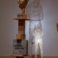 Aimé Mpane, "Couple Infernal (The Infernal Couple)", 2004, Installation: mixed media, dimensions variable, 6’x14’x12’