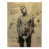 Slava Mogutin, From the series: "Stock Boyz", archival inkjet prints on newspaper mounted on canvas board