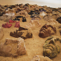 ALI TALIB ALKAYALI, "To Whom It May Concern", 2003-2008, gypsum and sand floor, installation: 7.5’ x 7.5’