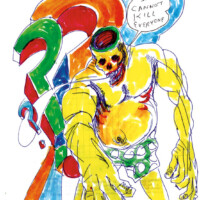 Daniel Johnston, "I CANNOT KILL EVERYONE", c. 1980, ink on paper, 8.5” x 11” Collection of Marjory Johnston