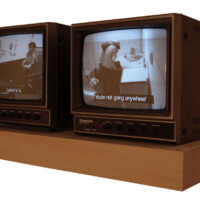 Coco Fusco, "Dolores from 10 to 10", 2002, Video installation with multiple CCTV monitors, Black and white