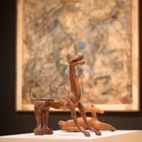 Jesse Lott, "Two wooden dogs", 20th century, wood