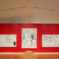 Hung Liu From, left to right: "Branches (Wong Family #1)", 1988; "Branches (Wong Family #2)", 1988; "Branches (Wong Family #3)", 1988, charcoal and oil on canvas