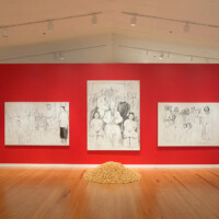 Hung Liu From, left to right: "Branches (Wong Family #1)", 1988; "Branches (Wong Family #2)", 1988; "Branches (Wong Family #3)", 1988, charcoal and oil on canvas